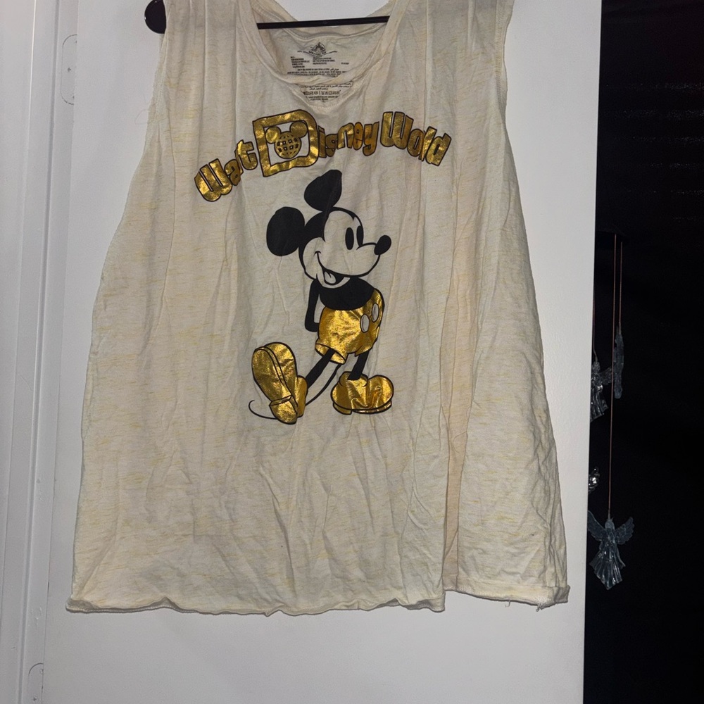 Disney Cream and Gold Mickey Mouse Tank Top